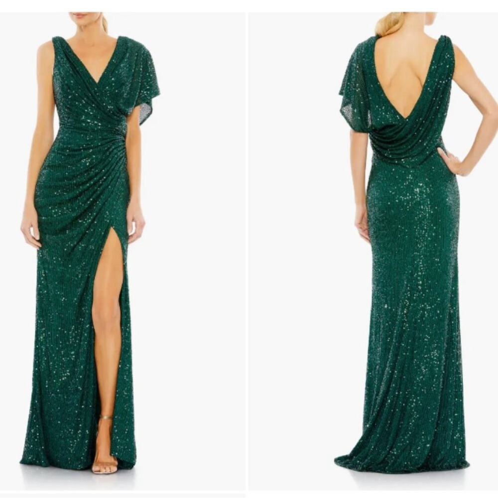 Mac Duggal Emerald Green Sequin Maxi Dress